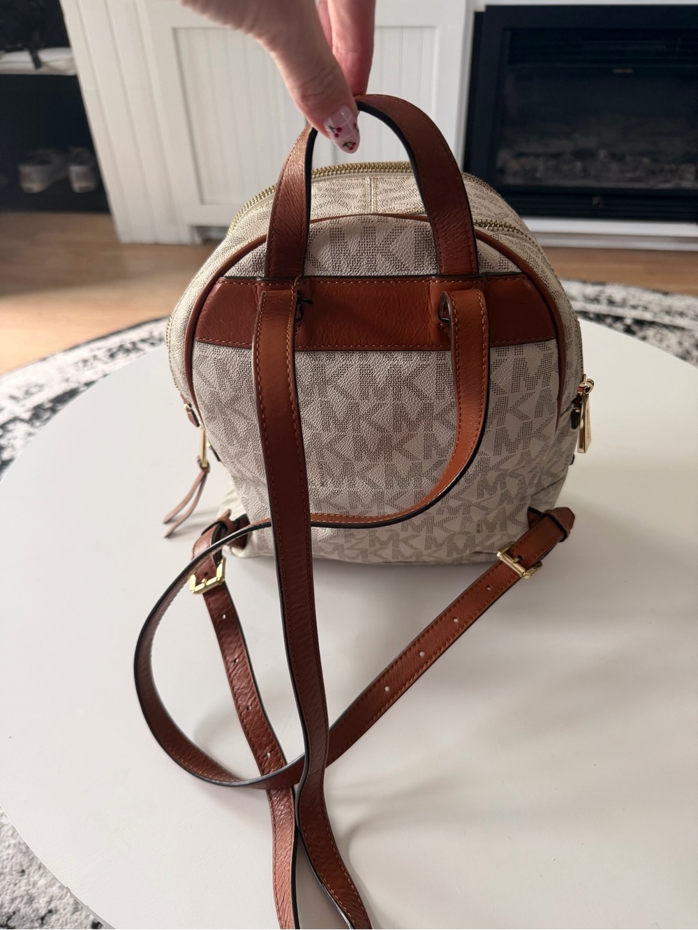 Michael Kors Cream Logo Compact Backpack with Gold Hardware - Picture 2 of 5